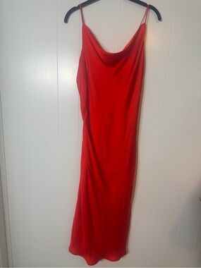 Bardot Red Cowl Neck Slip Midi Dress